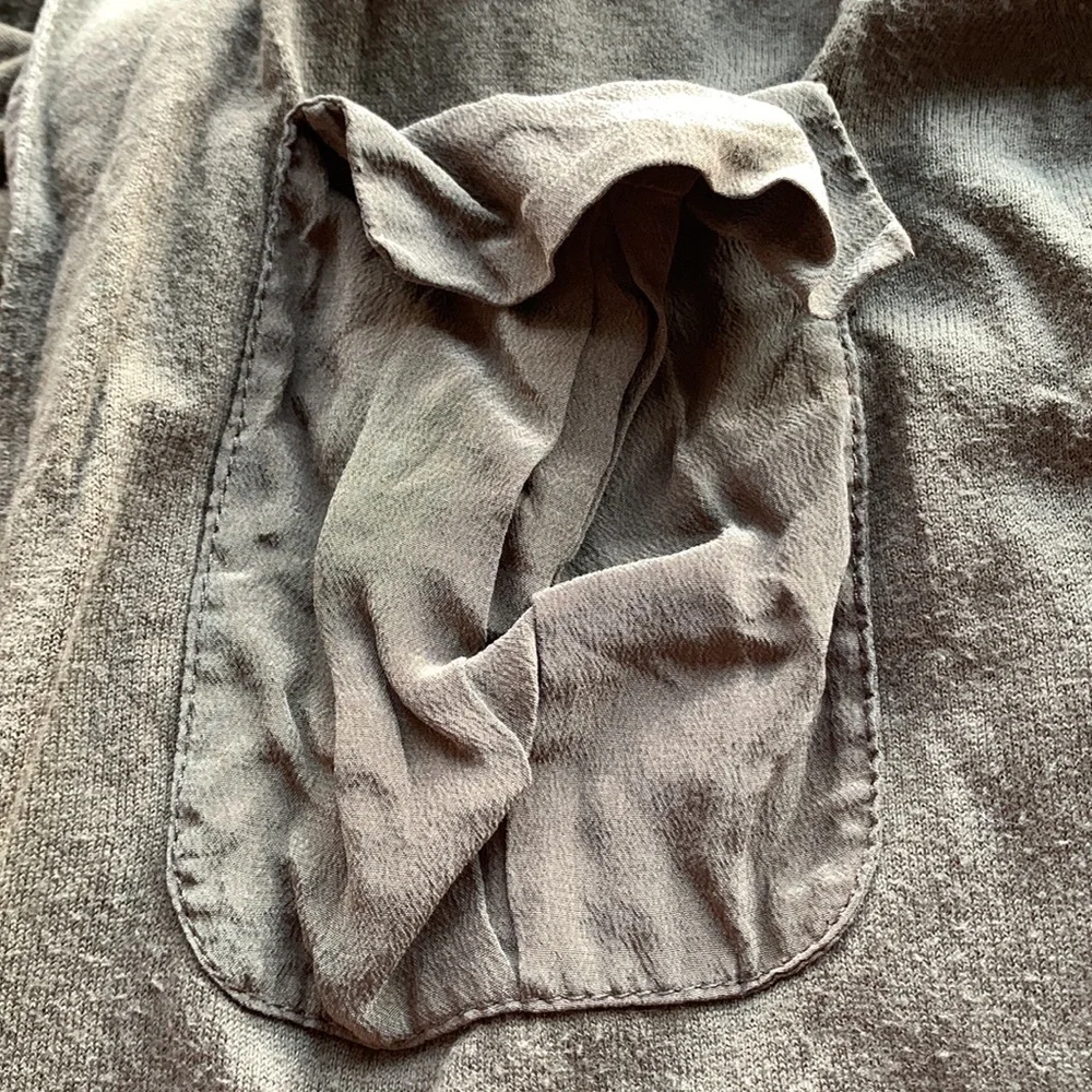J Crew size S olive green cardigan with silk pockets - Picture 8 of 8
